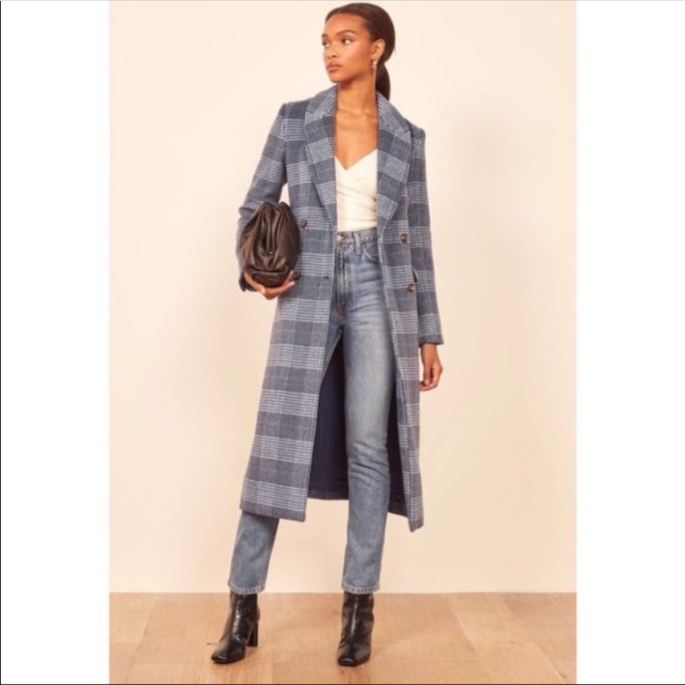 NWT Reformation York Coat in blue check size L